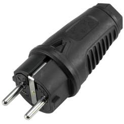 PC Electric Schutzkontakt Stecker Gummi sw 