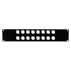 Showgear 19"  Blende 2 HE für 16  XLR Stecker (D-Size) Eisen 2mm 