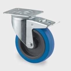 Tente Lenkrolle Blue Wheel gebremst, 100mm, 4-Loch, 160kg 