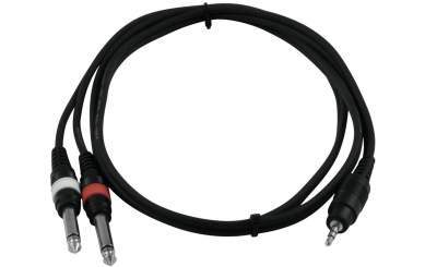 Omnitronic Adapterkabel 3,5 Klinke / 2 x Klinke 1,5m schwarz 