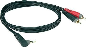 Klotz 1x Miniklinke gewinkelt - 2x Cinch Stecker / AY7A , 2 m 