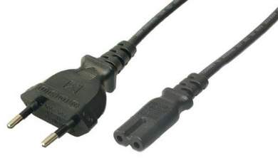 Netzkabel Euro Stecker -> Euro 8 Buchse schwarz 1,80 Meter 