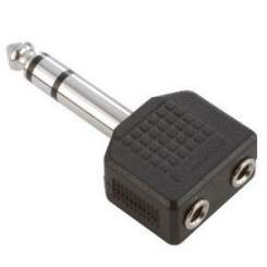 Adam Hall 7545 Y-Adapter 2 x 3,5 mm stereo Klinke female auf 6,3 mm stereo Klinke male 