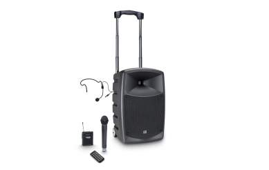 LD Systems RoadBuddy 10 HBH 2 Akkubetriebener Bluetooth-Lautsprecher mit Mixer, Funkmikrofon, Bodypack und Headset 