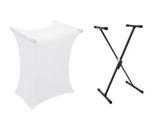 Dimavery Set SVT-1 Keyboard-Ständer + Cover weiß 