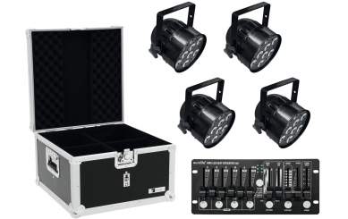 Eurolite Set 4x LED PAR-56 HCL sw + Case + Controller 