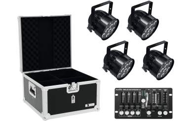 Eurolite Set 4x LED PAR-56 QCL sw + Case + Controller 