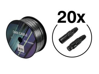 Eurolite Set DMX Kabel 2x0,22 100m sw + 40 Verbinder 