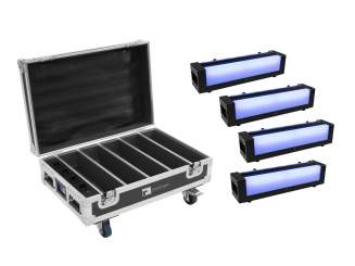 Eurolite Set 4x AKKU Bar-6 + Flightcase mit Ladefunktion 