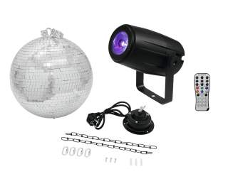 Eurolite Set Spiegelkugel 30cm mit Motor + LED PST-5 QCL Spot sw 