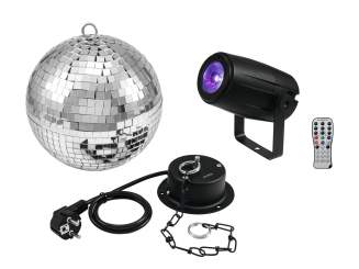 Eurolite Set Spiegelkugel 20cm mit Motor + LED PST-5 QCL Spot sw 