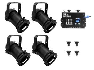 Eurolite Set 4x PAR-16 Spot sw dim2warm + EDX-4 DMX RDM LED-Dimmerpack 