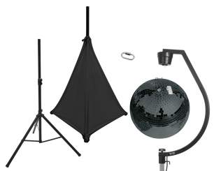 Eurolite Set Spiegelkugel 50cm schwarz mit Stativ und Segel schwarz 