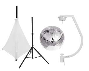 Eurolite Set Spiegelkugel 30cm mit Stativ und Segel weiß 