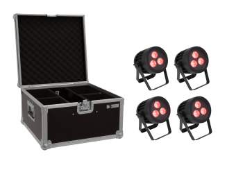 Eurolite Set 4x LED IP PAR 3x9W SCL Spot + Case 