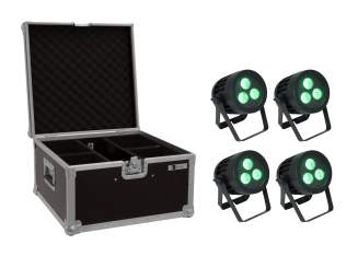 Eurolite Set 4x LED IP PAR 3x8W QCL Spot + Case 