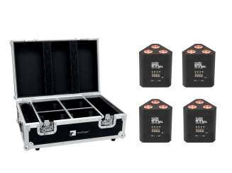 Eurolite Set 4x AKKU TL-3 QCL RGB+UV Trusslight + Case mit Ladefunktion 