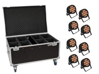 Eurolite Set 8x LED IP PAR 12x8W QCL Spot + Case mit Rollen 