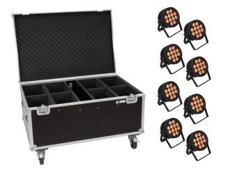 Eurolite Set 8x LED IP PAR 12x9W SCL Spot + Case mit Rollen 
