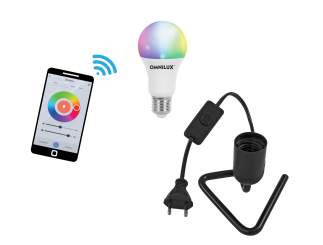 Eurolite Set LED E27 RGB/WW/CW WiFi + Triangle Fassung schwarz 