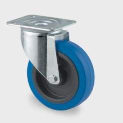 4 Stück Blue Wheels 100 mm Transportrolle Lenkrolle Transportgeräterolle Rolle 