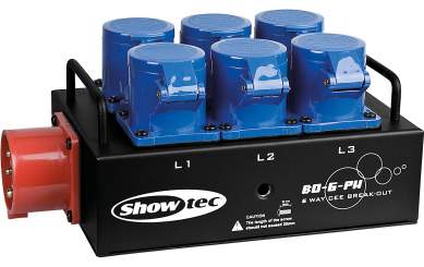 Showtec BO6PWC Breakoutbox CEE 16A to 6x CEE16A 