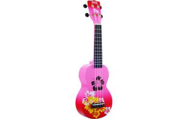 Mahalo Designer Ukulele Hibiscus (Red Burst) 