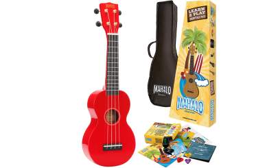 Mahalo Rainbow Ukulele Red - Learn 2 Play Pack 