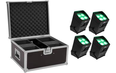 Eurolite Set 4x AKKU UP-4 Entry QCL Spot QuickDMX + Case 