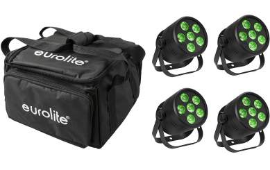 Eurolite Set 4x LED Silent Par 6 QCL Floor sw + Soft-Bag 