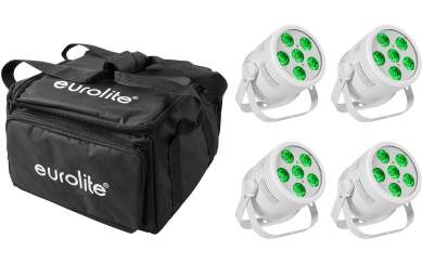 Eurolite Set 4x LED Silent Par 6 QCL Floor ws + Soft-Bag 