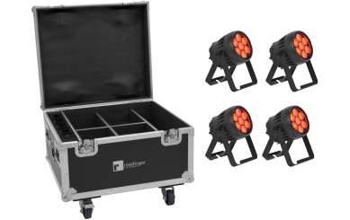 Eurolite Set 4x AKKU IP PAR 7 QCL CRMX MK2 + Case mit Ladefunktion 