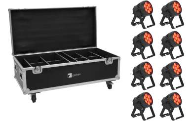 Eurolite Set 8x AKKU IP PAR 7 QCL CRMX MK2 + Case mit Ladefunktion 