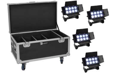 Eurolite Set 4x Multiflood IP 8x10W RGBW Wash CRMX + Case 