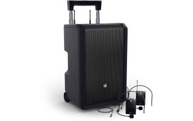 LD Systems ANNY® 10 BPH 2 B8 - 10" Mobiler Bluetooth® PA-Lautsprecher mit Akku, Mixer und 2x Headset-Mikrofon (inkl. Taschensender) 