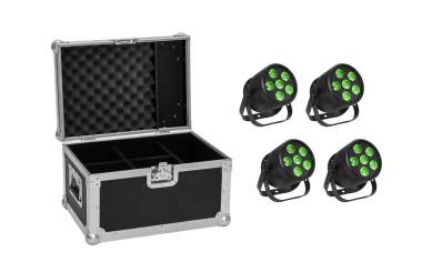 Eurolite Set 4x LED Silent PAR 6 QCL Floor sw + Case 