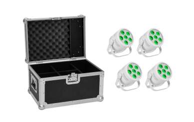 Eurolite Set 4x LED Silent PAR 6 QCL Floor ws + Case 