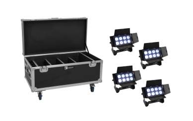 Eurolite Set 4x AKKU Multiflood IP 8x10W RGBW Wash CRMX + Case mit Ladefunktion 