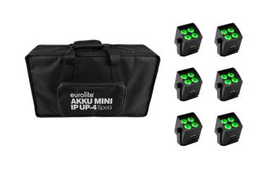 Eurolite Set 6x AKKU Mini IP UP-4 QCL Spot MK2 + Soft-Bag 