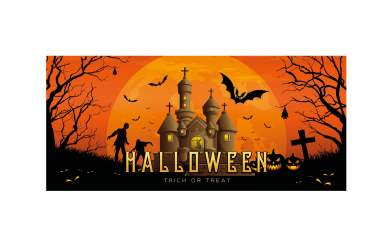 Europalms Halloween Banner, Geisterhaus, 400x180cm 