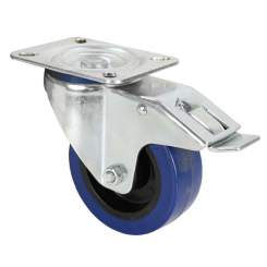 Adam Hall 372191 Lenkrolle 100 mm mit blauem Rad und Feststeller 