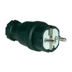 PCE Schutzkontaktstecker 16A Gummi IP44, 250V, schwarz 