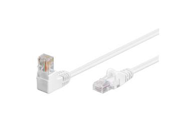 CAT 5e Patchkabel 1x 90° gewinkelt, U/UTP, Weiß, 2m 