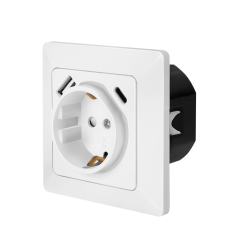 Logilink Unterputz-Steckdose, 1x CEE 7/3, 1x USB-A, 1x USB-C, Einbautiefe: 38 mm 