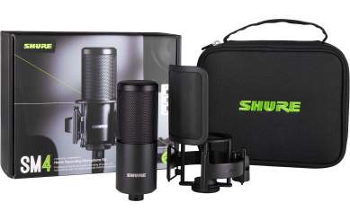 Shure SM4 KIT inkl. Mikrofonspinne, Popfilter und Softshell Koffer 