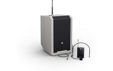 LD Systems ANNY 8 BPH B8 G Tragbarer Bluetooth PA-Lautsprecher mit Akku, Mixer und 1x Headset-Mikrofon (inkl. Taschensender), Urban Grey 