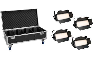 Eurolite Set 4x LED PLL-576 CW/WW Panel + Case mit Rollen 