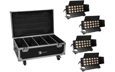 Eurolite Set 4x LED CLS-18 QCL RGB/WW 18x7W + Flightcase mit Rollen 
