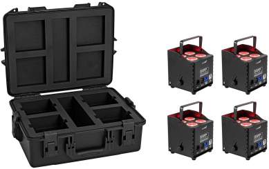 Eurolite Set 4x AKKU UP-4 QCL Spot QuickDMX MK2 + Kunststoffcase 