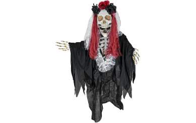 Europalms Halloween Figur Skelett La Catrina, animiert, 100cm 